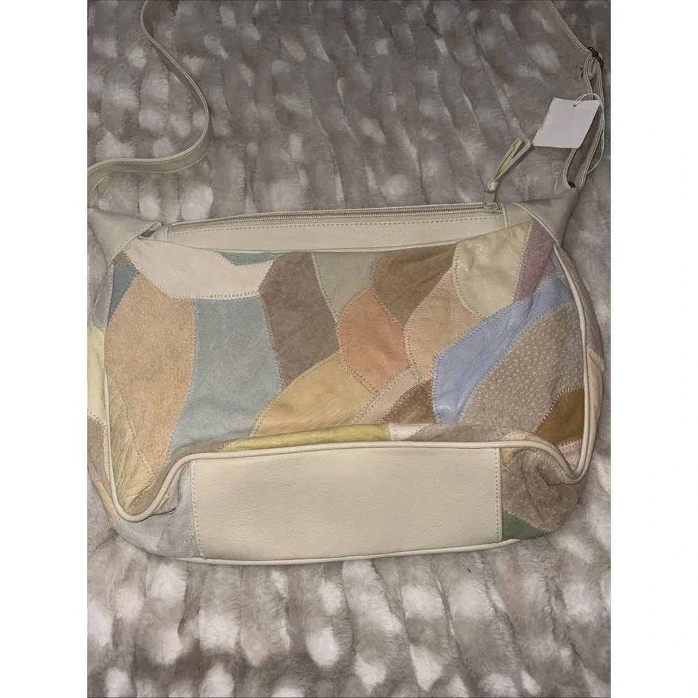 Vintage Patchwork Geometric Color block Leather Purse Handbag Adjustable‎ Strap